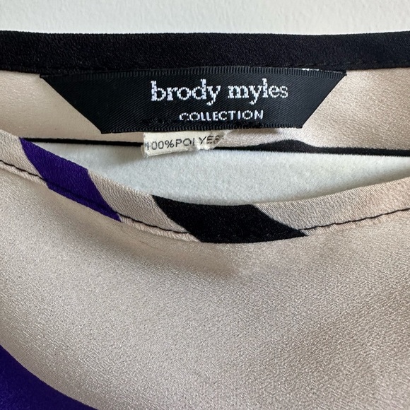 ❤️ Brody Myles Collection Elegant Striped Women's Top Purple, White, Black Large - Picture 3 of 3